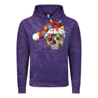 Cloud Purple Christmas skull with santa hat Vintage Hoodie - FaDigitalArtStudio