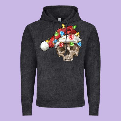 Christmas Skull With Santa Hat Vintage Hoodie Designed By Fadigitalartstudio