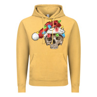 Vintage Mustard Christmas skull with santa hat Vintage Hoodie - FaDigitalArtStudio