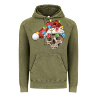 Vintage Olive Christmas skull with santa hat Vintage Hoodie - FaDigitalArtStudio