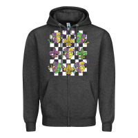 Charcoal Heather mardi gras Zipper Hoodie - MaliasSmallBusiness