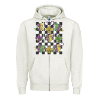 Oatmeal Heather mardi gras Zipper Hoodie - MaliasSmallBusiness