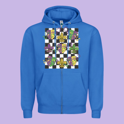Mardi Gras Zipper Hoodie Designed By Maliassmallbusiness