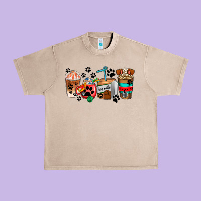 Dogs Coffee Cups Urban Heavy Tee Designed By Adodesignshop