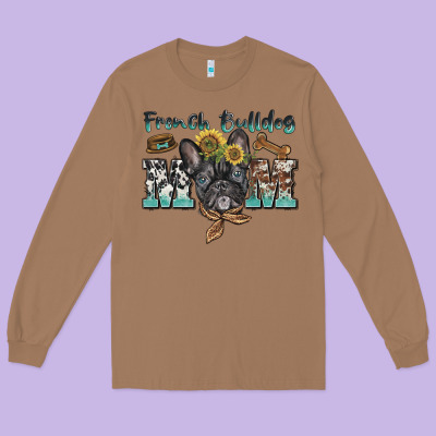 French Bulldog Mom Long Sleeve Tee Designed By Barkaloodesign