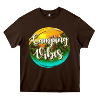 Chocolate Brown camping vibes Heavy Core Tee - texasbilliewilder