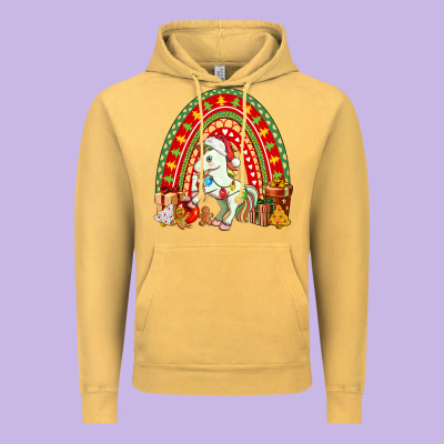 Christmas Unicorn Rainbow Vintage Hoodie Designed By Fadigitalartstudio