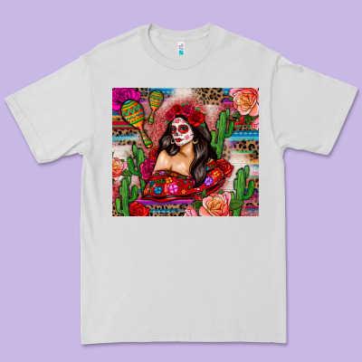 Mexico Girl Serape Premium Tee Designed By Zillion Design Studio