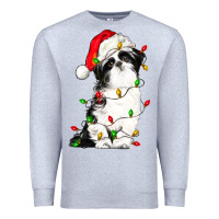 Heather Grey christmas shih tzu dog Premium Sweatshirt - LillyAllenDesigns