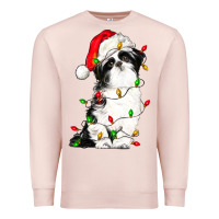 Pale Pink christmas shih tzu dog Premium Sweatshirt - LillyAllenDesigns