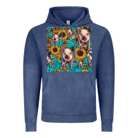 Vintage Denim cute pig with patches seamless pattern Vintage Hoodie - HRA Design Shop