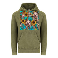 Vintage Olive cute pig with patches seamless pattern Vintage Hoodie - HRA Design Shop