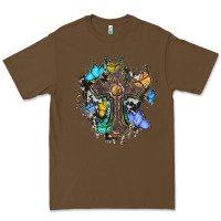 Cacao cross with butterflies cowhide background Premium Tee - BarkalooDesign