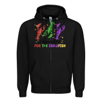 Black i'm just here for the crawfish Zipper Hoodie - MaliasSmallBusiness