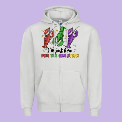 I'm Just Here For The Crawfish Zipper Hoodie Designed By Maliassmallbusiness