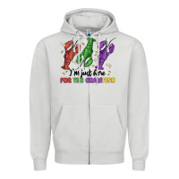 Dove Grey i'm just here for the crawfish Zipper Hoodie - MaliasSmallBusiness