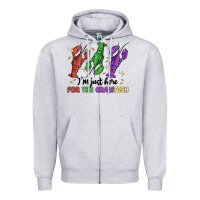 Heather Grey i'm just here for the crawfish Zipper Hoodie - MaliasSmallBusiness
