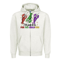 Oatmeal Heather i'm just here for the crawfish Zipper Hoodie - MaliasSmallBusiness