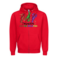 Red i'm just here for the crawfish Zipper Hoodie - MaliasSmallBusiness