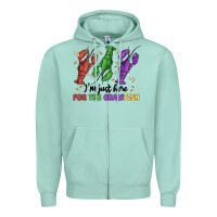 Seafoam i'm just here for the crawfish Zipper Hoodie - MaliasSmallBusiness