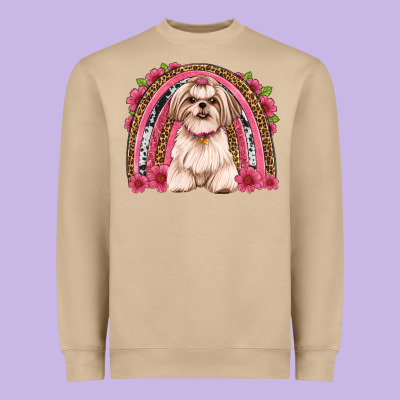 Shih Tzu Floral Rainbow Heavyweight Sweatshirt Designed By Jahusdesignshop