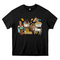 Black coffee cups horses Heavy Core Tee - texasbilliewilder