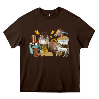 Chocolate Brown coffee cups horses Heavy Core Tee - texasbilliewilder