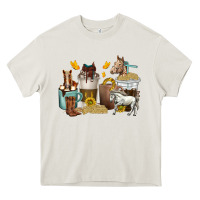 Cream coffee cups horses Heavy Core Tee - texasbilliewilder