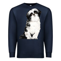 Navy shih tzu dog Premium Sweatshirt - LillyAllenDesigns
