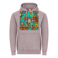 Vintage Zinc bull skull cross seamless pattern Vintage Hoodie - HRA Design Shop