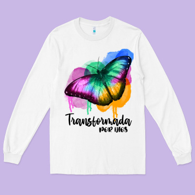 Transformada Por Dios Long Sleeve Tee Designed By Jahusdesignshop