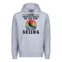 Heather Grey Never Underestimate An Old Man Who Loves Skiing Premium Hoodie - Bettercallsaul