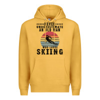 Mustard Never Underestimate An Old Man Who Loves Skiing Premium Hoodie - Bettercallsaul