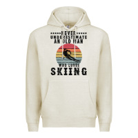 Oatmeal Heather Never Underestimate An Old Man Who Loves Skiing Premium Hoodie - Bettercallsaul