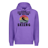 Purple Never Underestimate An Old Man Who Loves Skiing Premium Hoodie - Bettercallsaul