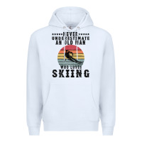 White Never Underestimate An Old Man Who Loves Skiing Premium Hoodie - Bettercallsaul