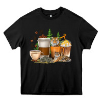 Black coffee cups tiger with coffee beans Heavy Core Tee - texasbilliewilder