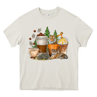 Cream coffee cups tiger with coffee beans Heavy Core Tee - texasbilliewilder