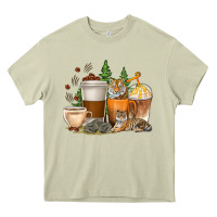Mossy coffee cups tiger with coffee beans Heavy Core Tee - texasbilliewilder