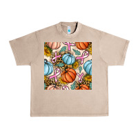 French Oak breast cancer awareness with pumpkin and leopard seamless pattern Urban Heavy Tee - BundleAndBundleShop