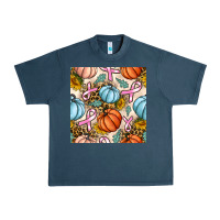 Midnight Navy breast cancer awareness with pumpkin and leopard seamless pattern Urban Heavy Tee - BundleAndBundleShop