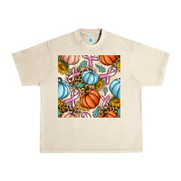 Sandshell breast cancer awareness with pumpkin and leopard seamless pattern Urban Heavy Tee - BundleAndBundleShop