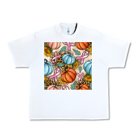 White breast cancer awareness with pumpkin and leopard seamless pattern Urban Heavy Tee - BundleAndBundleShop
