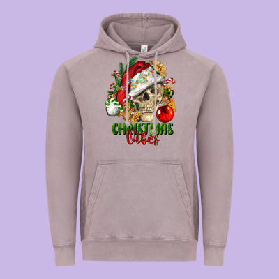 Christmas Vibes Human Skull Vintage Hoodie Designed By Fadigitalartstudio