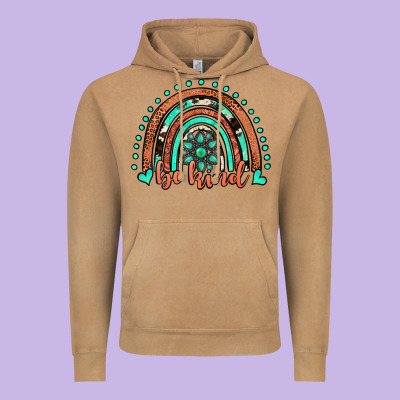 Be Kind Western Turquoise Rainbow Vintage Hoodie Designed By Jahusdesignshop