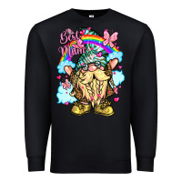 Black best mom gnome rainbow clouds butterfly glitter Premium Sweatshirt - LillyAllenDesigns