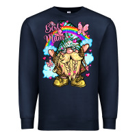 Navy best mom gnome rainbow clouds butterfly glitter Premium Sweatshirt - LillyAllenDesigns