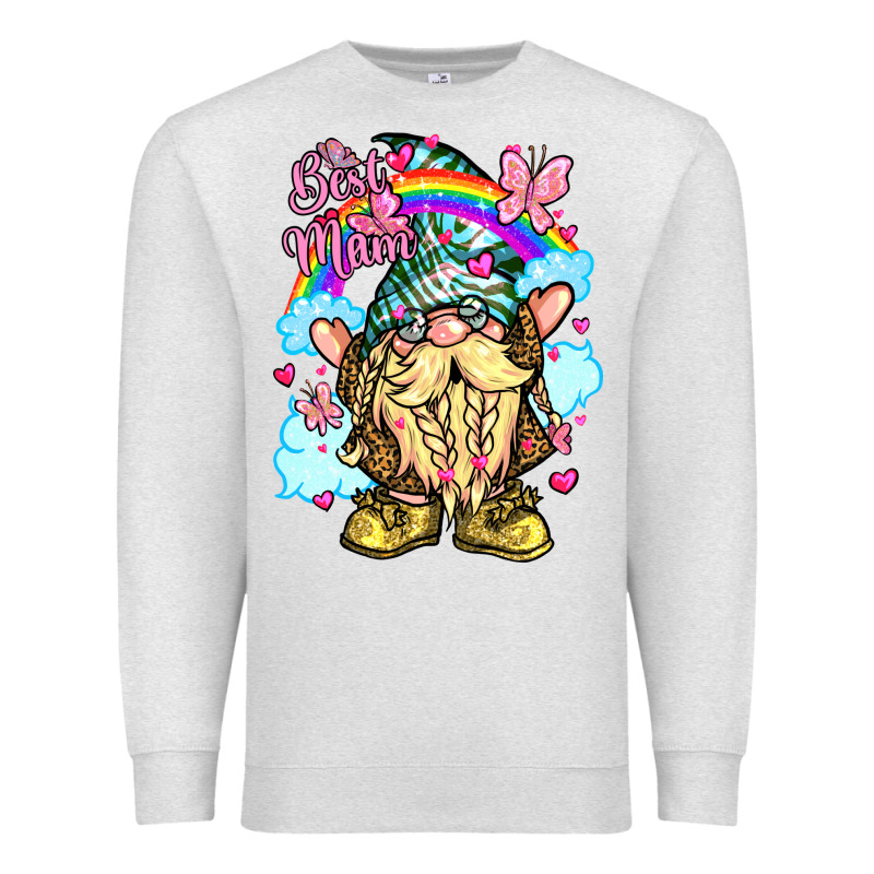 Best Mom Gnome Rainbow Clouds Butterfly Glitter Premium Sweatshirt by LillyAllenDesigns | Teevron