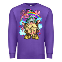 Purple best mom gnome rainbow clouds butterfly glitter Premium Sweatshirt - LillyAllenDesigns