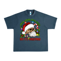 Midnight Navy When You're Dead Inside But It's Christmas Hippie Skeleton Santa Urban Heavy Tee - Artiststas